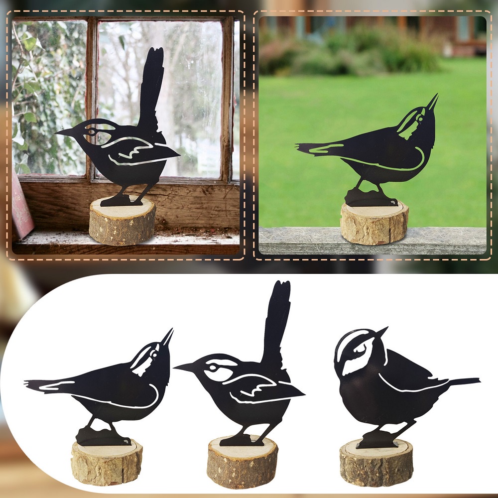 Metal Garden Bird Animal Decorations Wrought Iron Carving Bird Craft