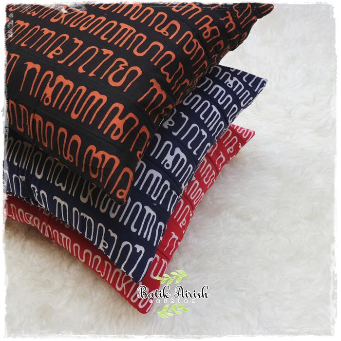 Batik CAP Sofa Cushion Cover Javanese Hanacaraka Motif Guest Chair