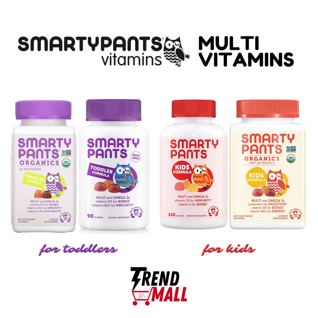 Smarty Pants Organic Toddlers Kids Multivitamins Gummies Vitamins Omega