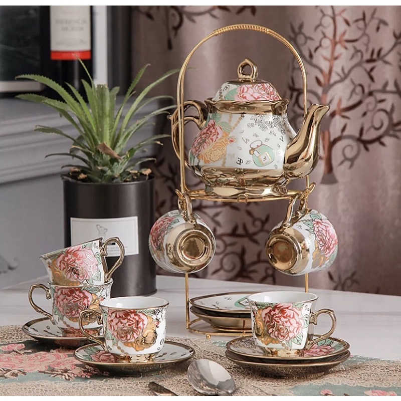 13 Pcs Ceramic European Tea Set Coffee Cup Dish European Coffee China