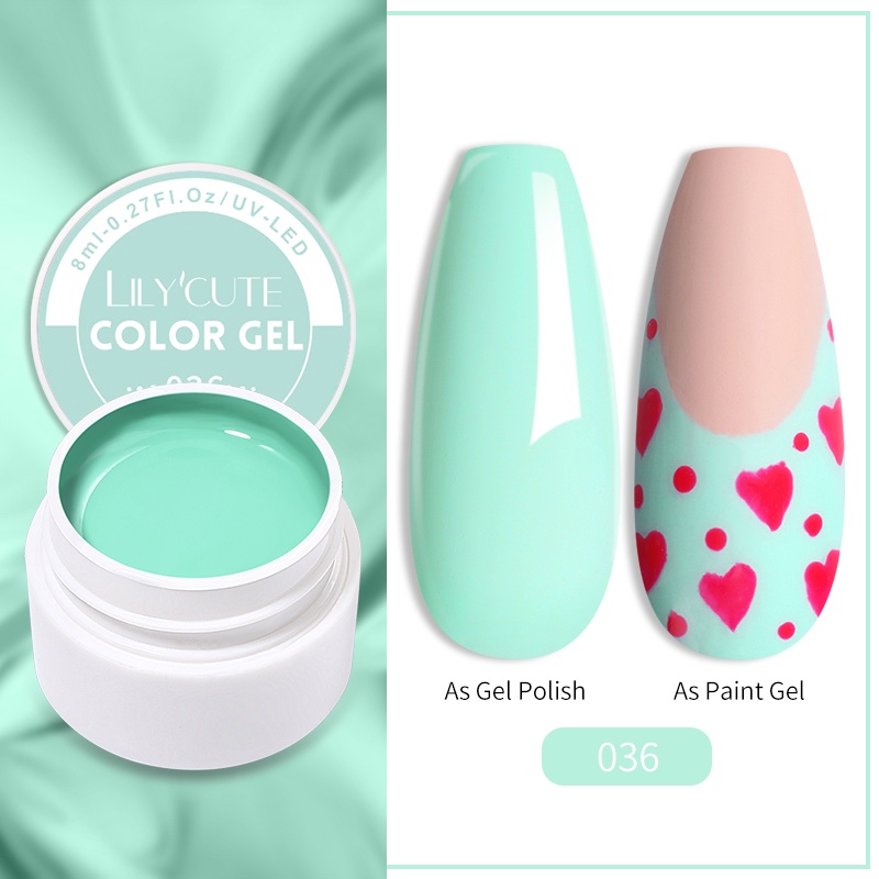 LILY'CUTE 48 Colors Nail Gel Polish Solid Color Gel Painting Soak Off