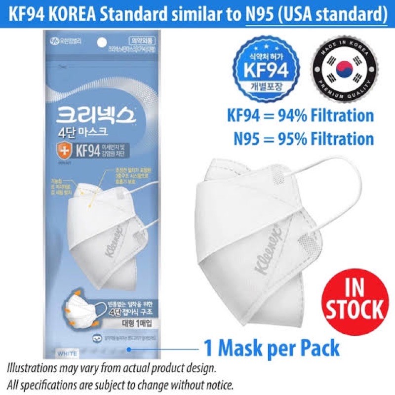 KLEENEX korea kf94 4D adult face mask (authentic) (air queen style