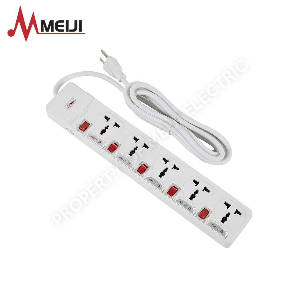 Meiji Extension Cord 5 Gang 3 Meters Power Strip 5X International