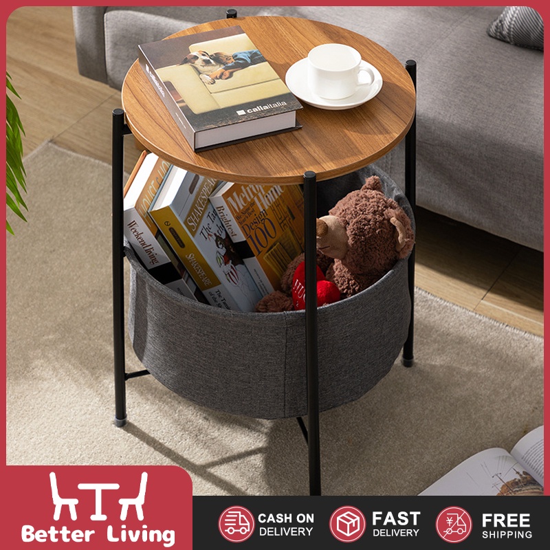 Side Table Coffee Table Solid Wood Storage Small Round Table Living