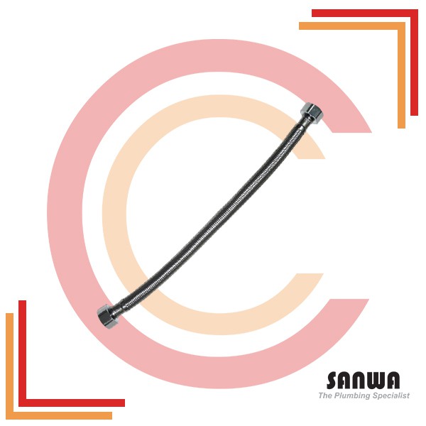 Sanwa Stainless Brass Core Lavatory Flexible Hose 1/2"x1/2" 31cm (12