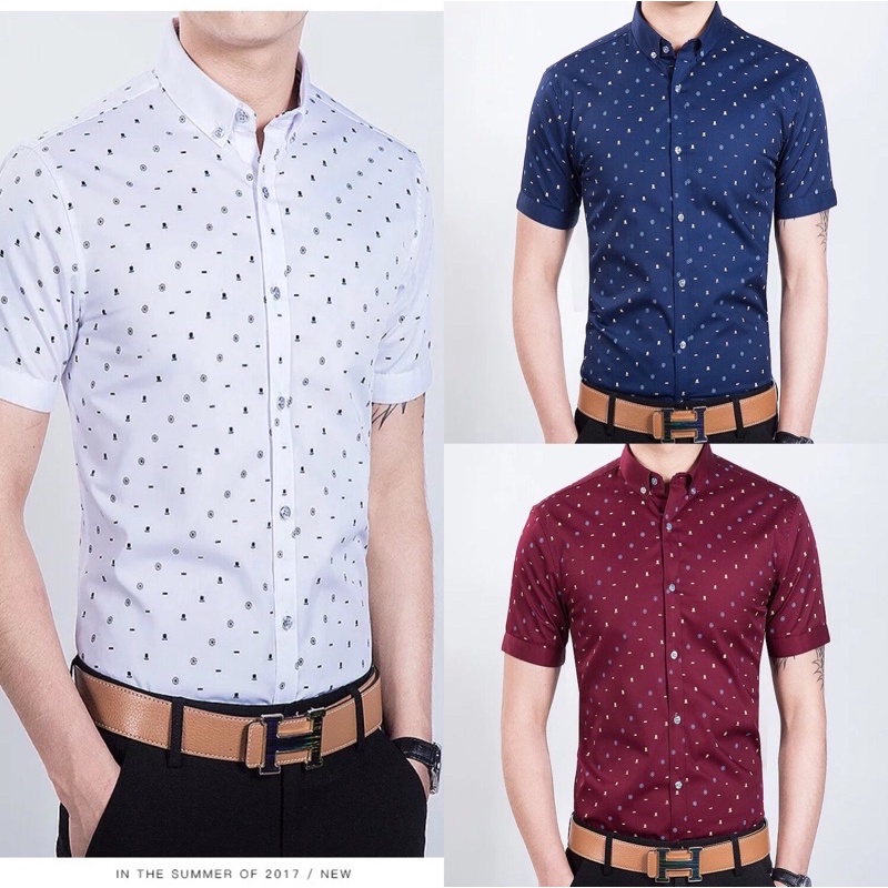 Emw mens Formal Polo Men's Summer Shirts Short sleeve Slim Shirt for