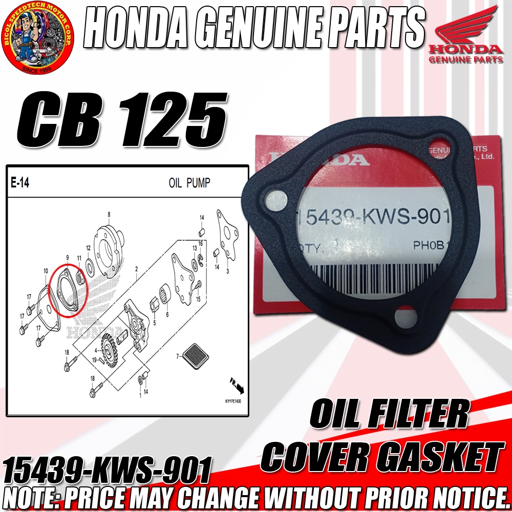 CB 125 OIL FILTER COVER GASKET (HPI) (GENUINE 15439KWS901) Shopee