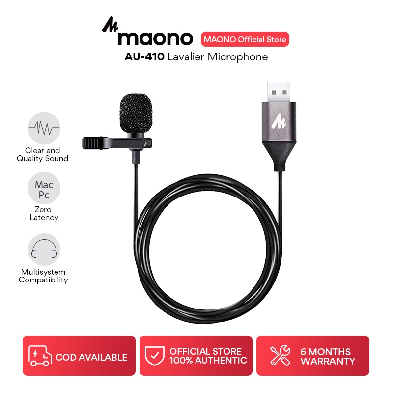 Maono AU410 USB 2.0 Lapel Microphone Clipon Shirt Collar Handsfree 6M
