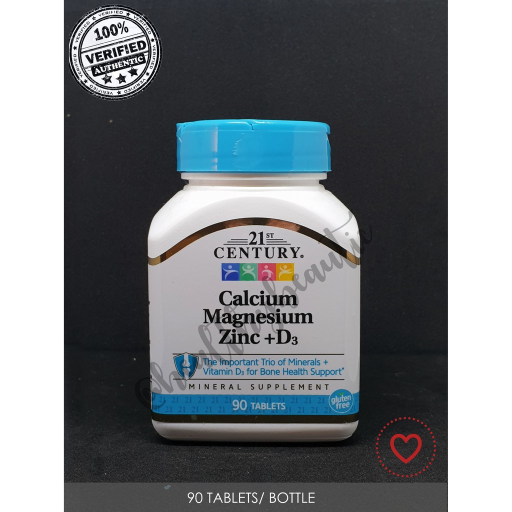 21st Century Calcium,Magnesium,Zinc+D3 90 tablets (100 AUTHENTIC, IMPORTED FROM USA) Shopee