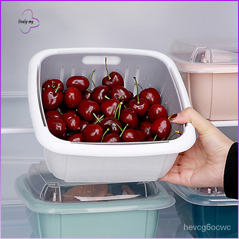 Drain Bowl Veggie Fruit Storage Washing Plastic Basket Container Easy