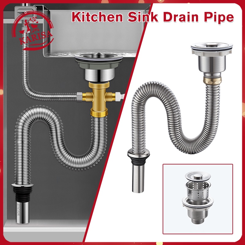80cm Kitchen Sink Drain Pipe Stainless Steel Bathroom Wash Basin Sink
