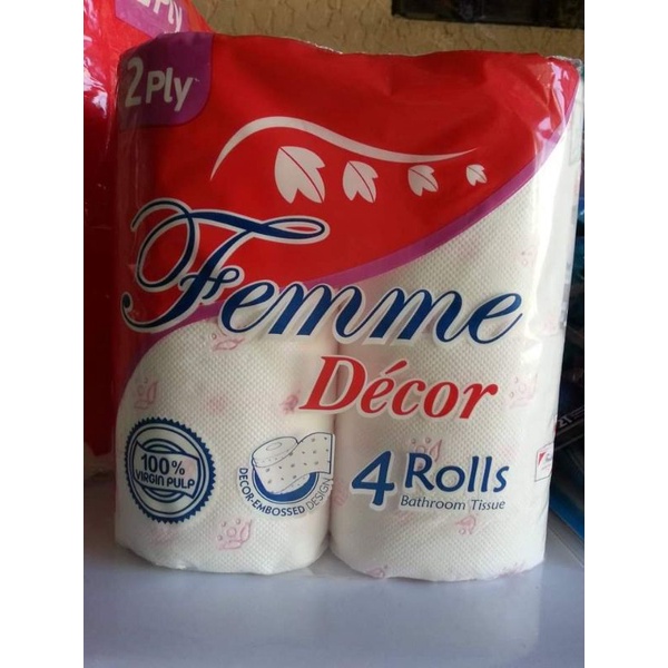 12rolls FEMME DECOR BATHROOM TISSUE 2ply, negosyo pack Shopee Philippines