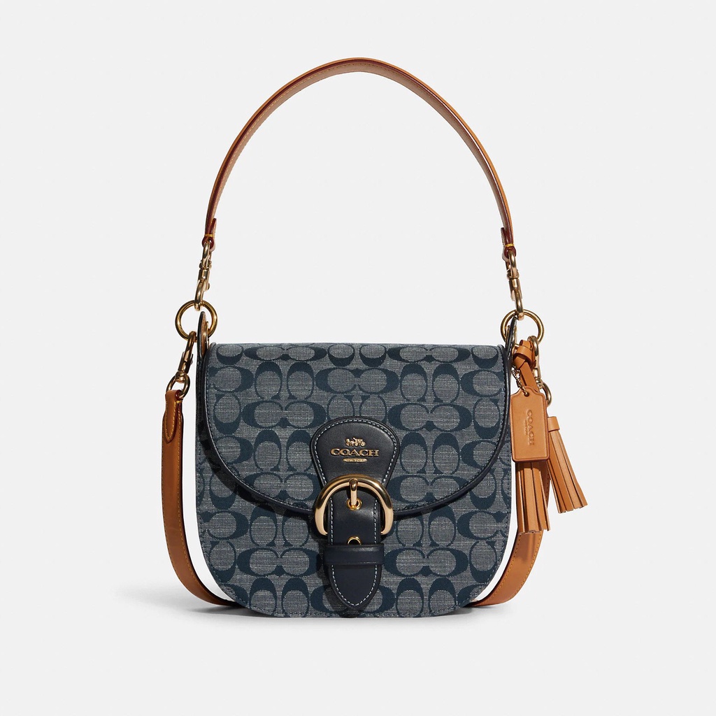 COACH KLEO SHOULDER BAG 23 IN SIGNATURE CHAMBRAY (C8514) Shopee