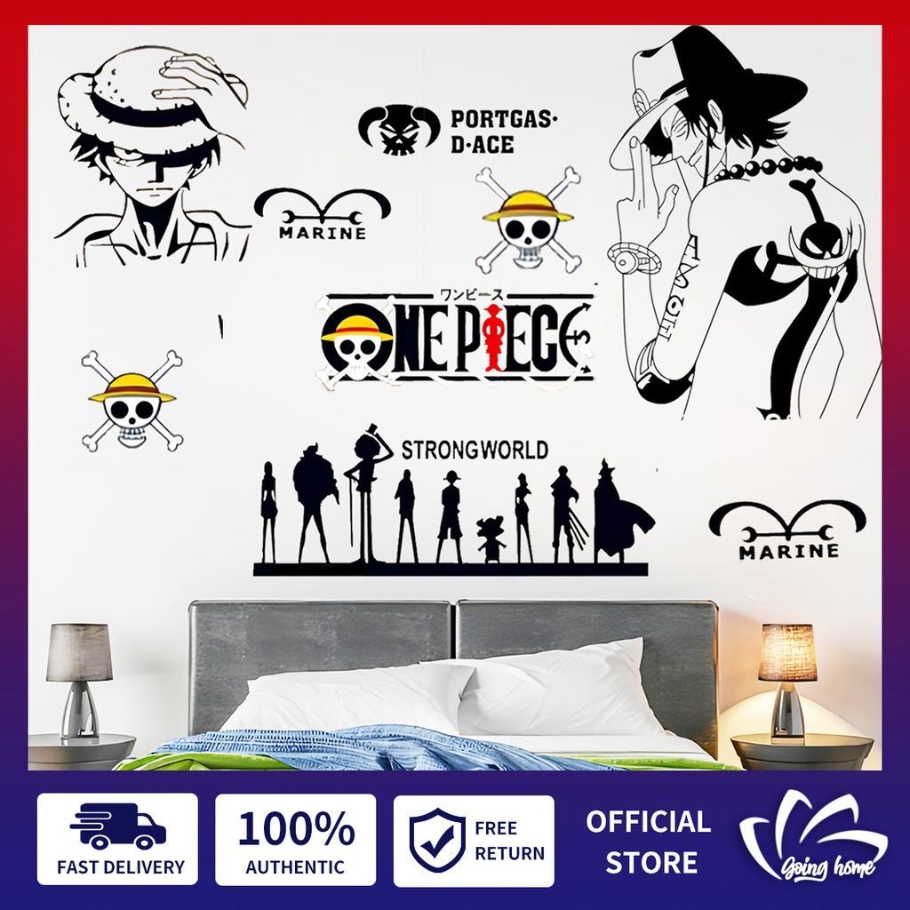 One Piece Anime Wall Stickers Japanese Cartoon Waterproof Wallpaper Large Size Wall Decoration