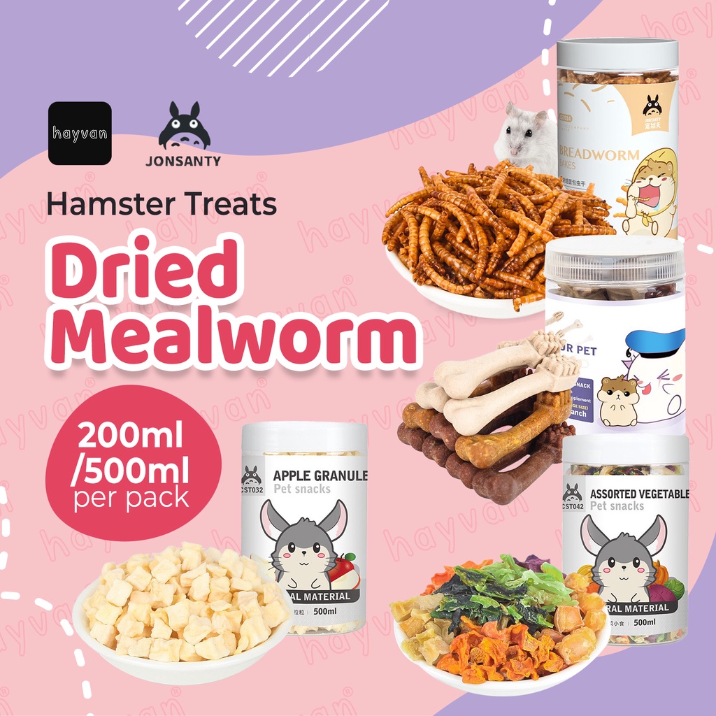 JONSANTY Hamster Treats Small Animal Treat Dried Mealworm Treats for
