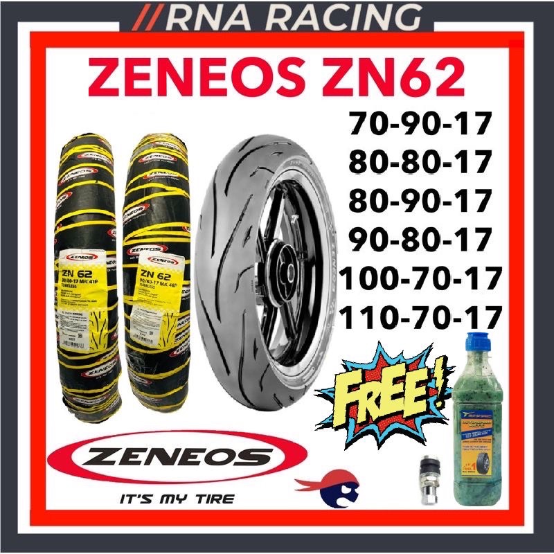 Zeneos ZN62 Motorcycle Tire Gulong Tubeless Rim 17 Free Tire Sealant