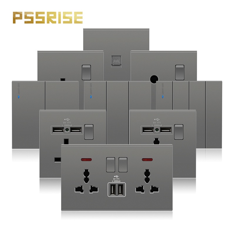 PSSRISE Ready Stock Plug Socket 13A UK Socket With USB Light 20A Water