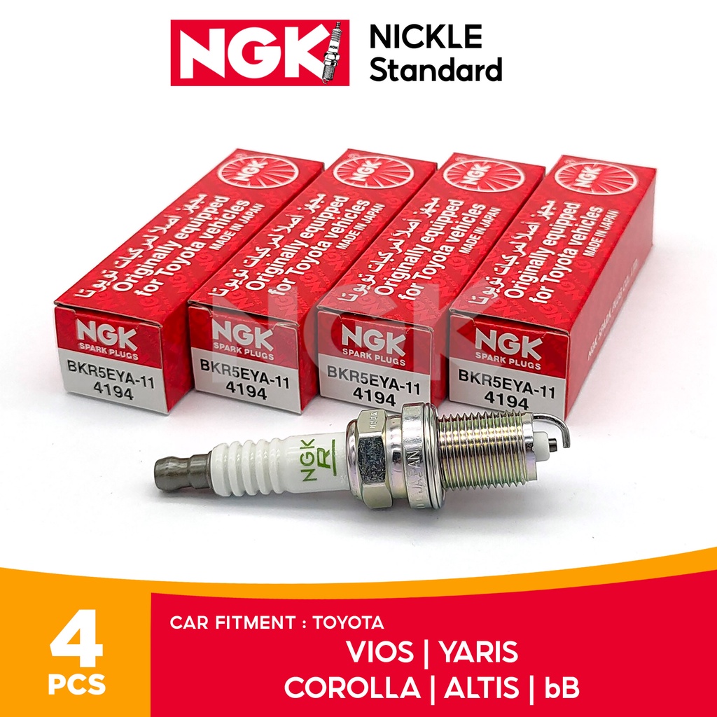 NGK BKR5EYA11 Standard Spark Plug for Toyota Vios / Corolla / Altis / Yaris / bB 4Pcs Shopee