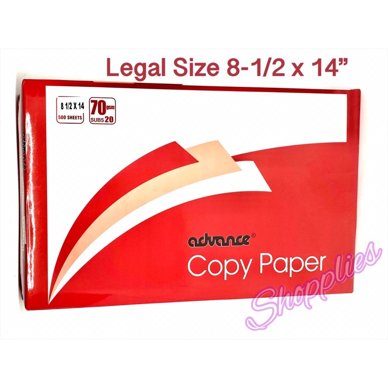 Advance 81/2 x 14 Legal Size SUB 20 Copy Paper / Extra Long Shopee