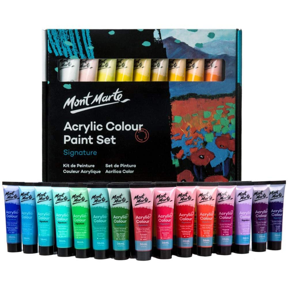 [36ml] Mont Marte Acrylic Paint Set Regular/Pastel/Metallic [12/18/24