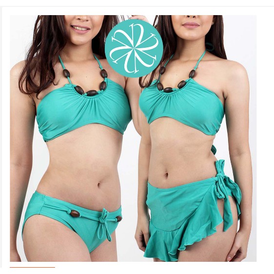 Two Piece Bikini Set Halter Bikini with Skirt Swimwear Set Shopee