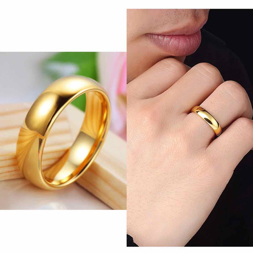 [Maii] Gold Stainless Steel Wedding / Couple / Solo Plain Ring