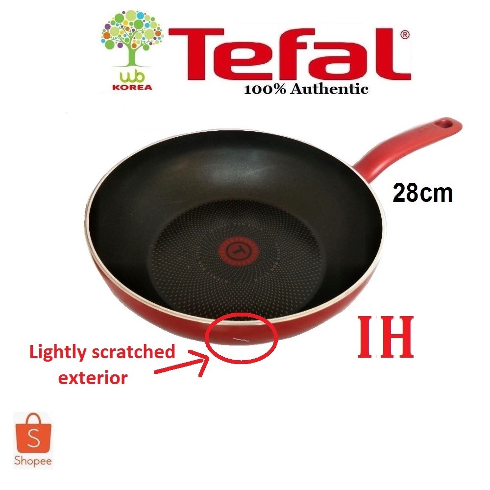 TEFAL Revelation Plus Induction Wok Pan 28cm Red (Light Scratched