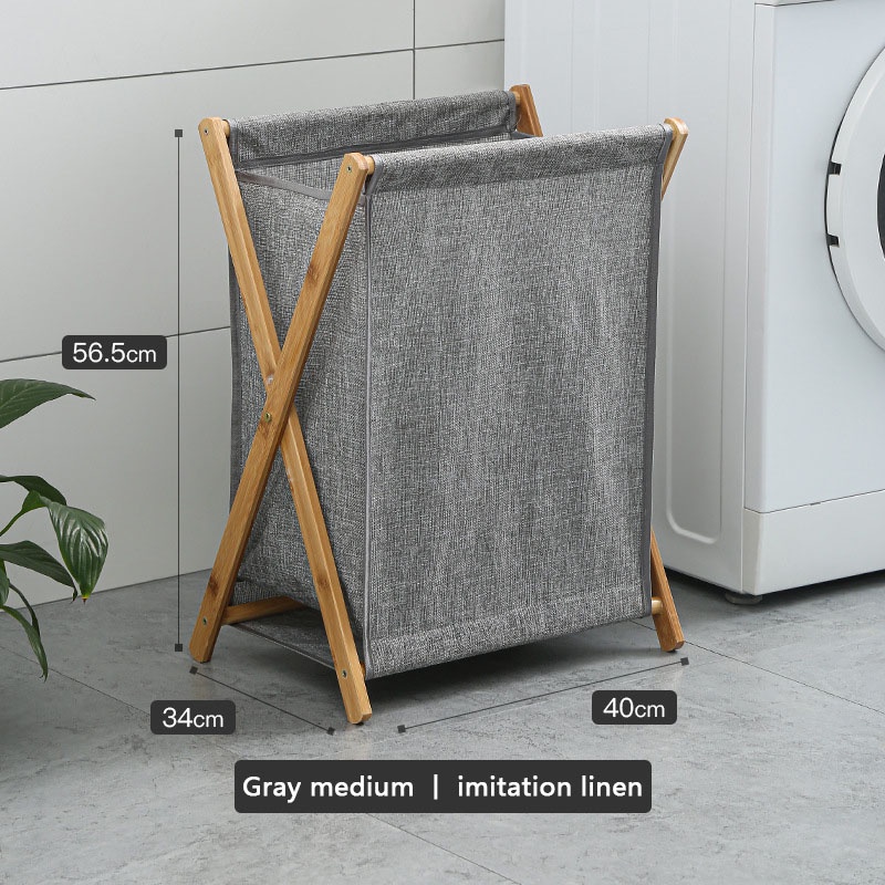Large capacity folding dirty laundry basket wood material dirty clothes