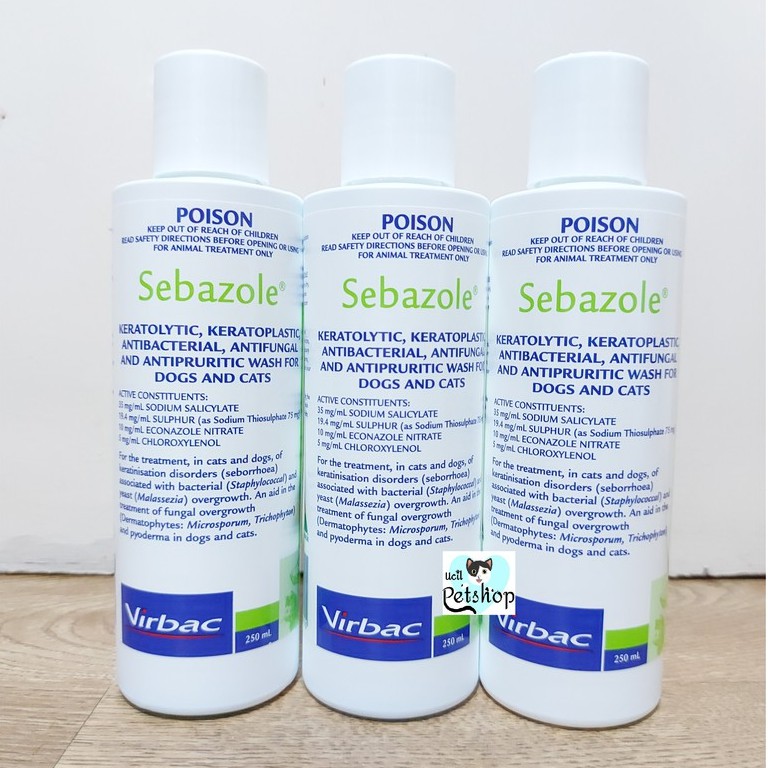 Virbac SEBAZOLE Shampoo Cat Dog Shampoo AntiFungal Bacteria 250ml