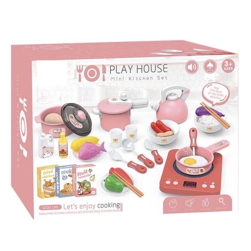 PLAYHOUSE MINI KITCHEN SET COOKING SIMULATED KITCHEN TOY LIGHT AND SOUND BATTERY OPERATED
