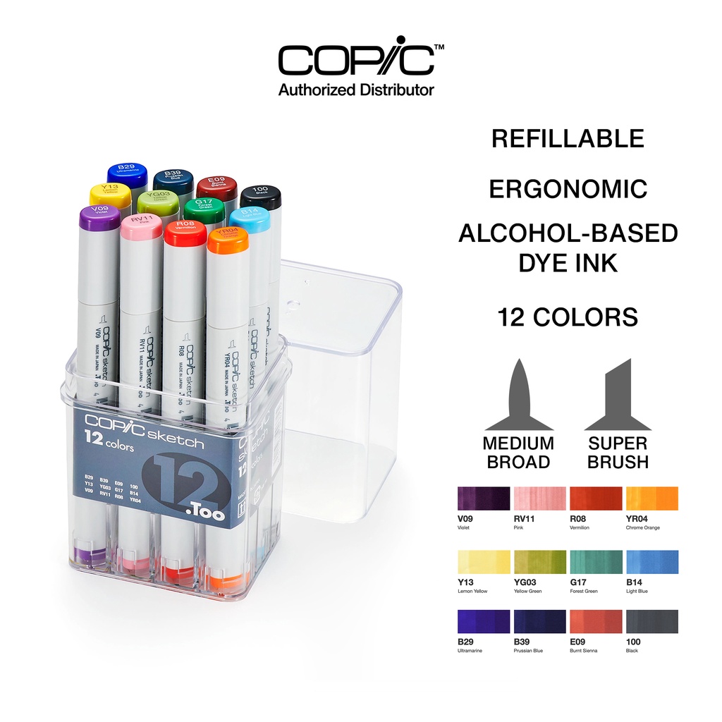 Copic Sketch Marker 12 Colors Basic Set Shopee Philippines