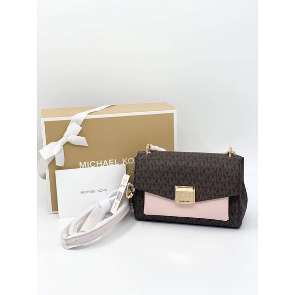 Michael Kors Lita Medium TwoTone Logo Crossbody Bag Powder Blush