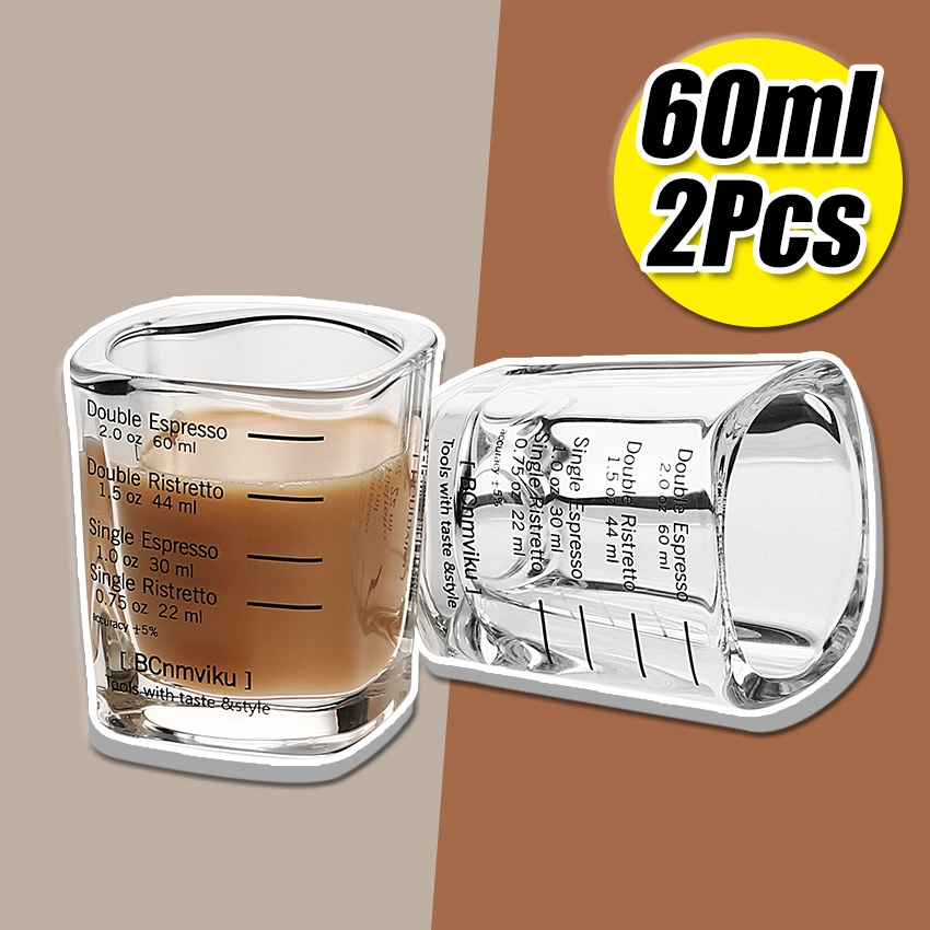 2Pcs/Set Espresso Shot Glass Cup Liquid Measuring Tool Kitchen Bar