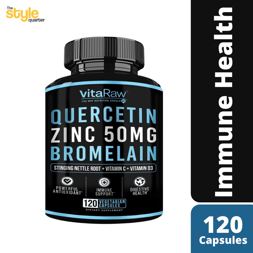 VitaRaw Quercetin Bromelain and Vitamin C and Zinc 50mg 120 Easy to