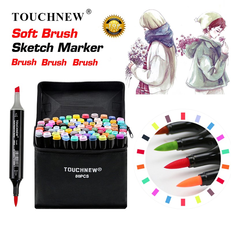 TouchNew 30/40/60/80 Colors Brush Marker Graphic Art Drawing Pen Copic