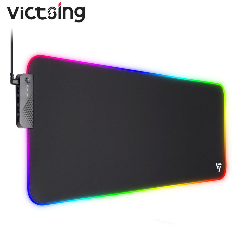 VictSing PC342 Large RGB Gaming Mouse Pad with 4 USB Ports &16 Lighting