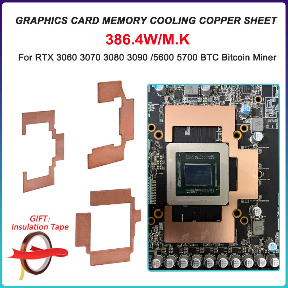 GPU RAM Copper Heat Sink For Radiator Memory Miner BTC RTX 3060 3070 3080 3090 5600 5700 GPU