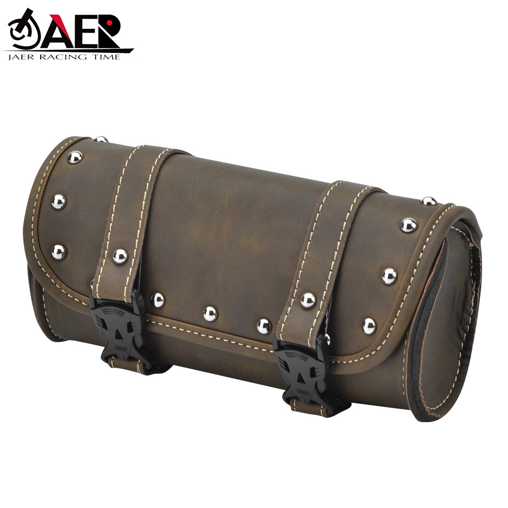 Universal Vintage Motorcycle Saddle Bags PU Leather Motorbike Side Tool