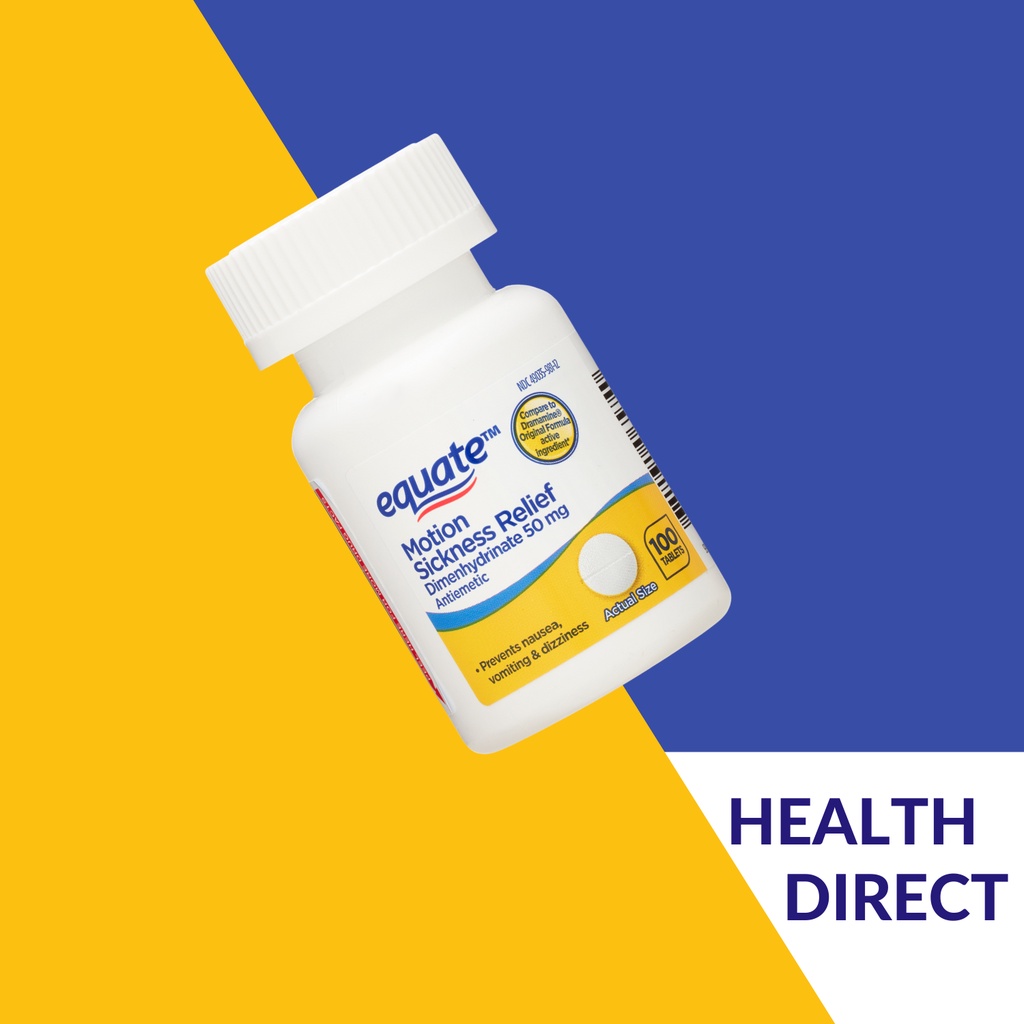 Equate FastActing Motion Sickness Relief Dimenhydrinate Tablets, 50 mg