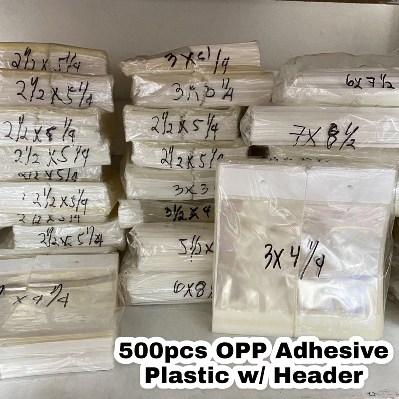 500pcs OPP Plastic Bag Adhesive with Header Resealable for Souvenirs