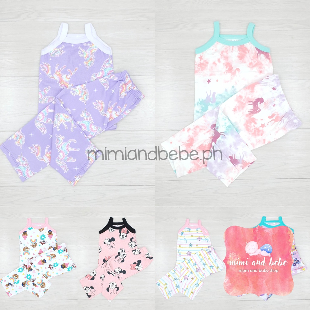 MIMI AND BEBE KIDS & BABY Cotton Spaghetti Tank Top & Pajama Set