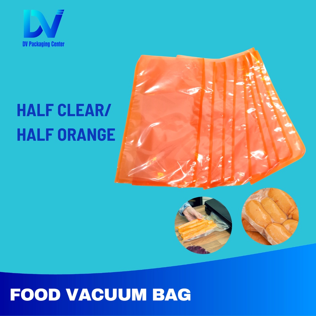 Vacuum Plastic Bag 3 Sideseal Half Clear/Half Orange Shopee Philippines