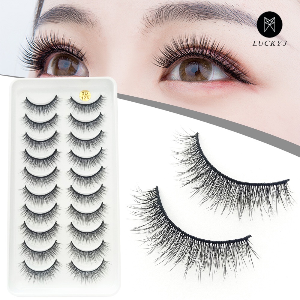 10Pairs False Eyelash Natural 3D Fluffy Eyelash Extensions Soft Wispy