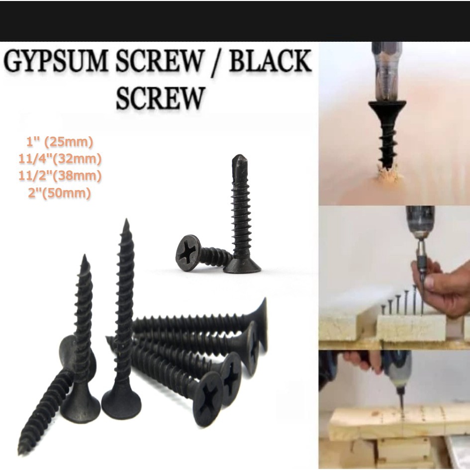 Gypsum Screw/Black Screw for wood and metal (100pcs) Shopee Philippines