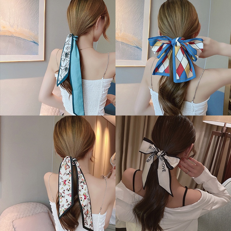 Silk Scarf Headband Female Tied Hair Headdress New Streamer Retro