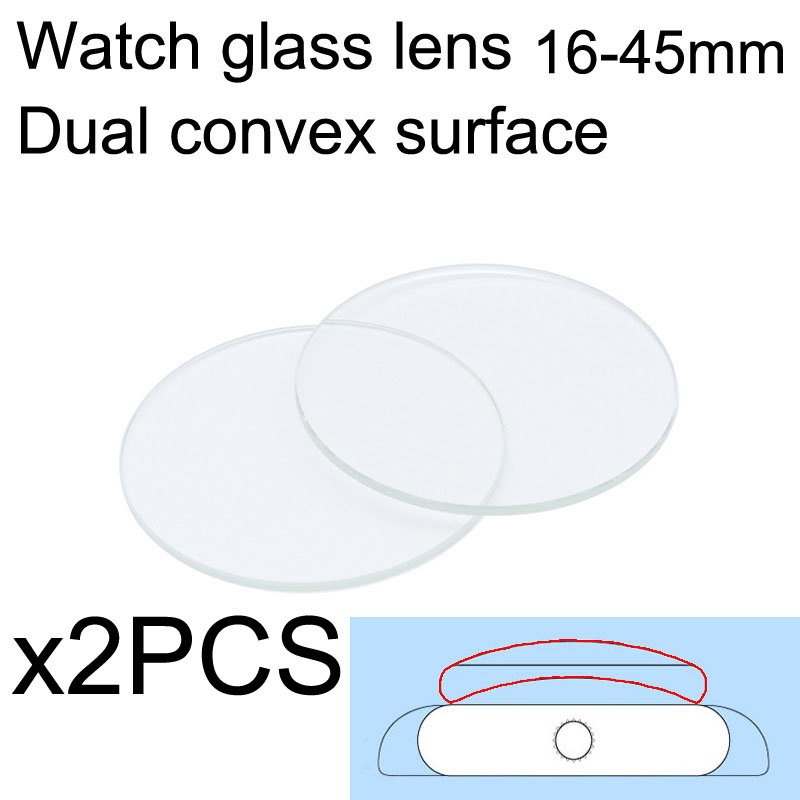 2PCS Dual Convex Watch Dial Replacement Glass 1645mm Clear Smart Watch