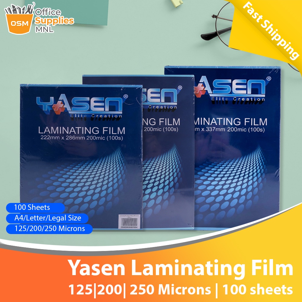 Yasen Laminating Film A4 / Short / Long 125 / 250 Microns Hot Process