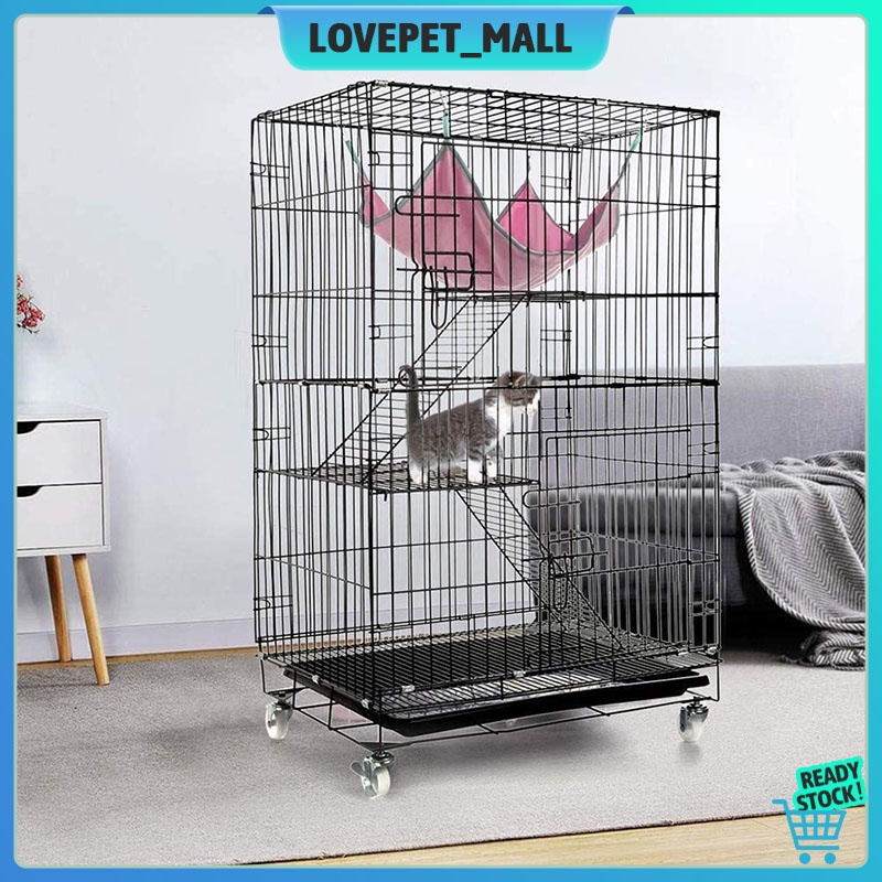 cat cage with litter box ☚Heavy Duty Pet Cages Three Layers Cat Cage