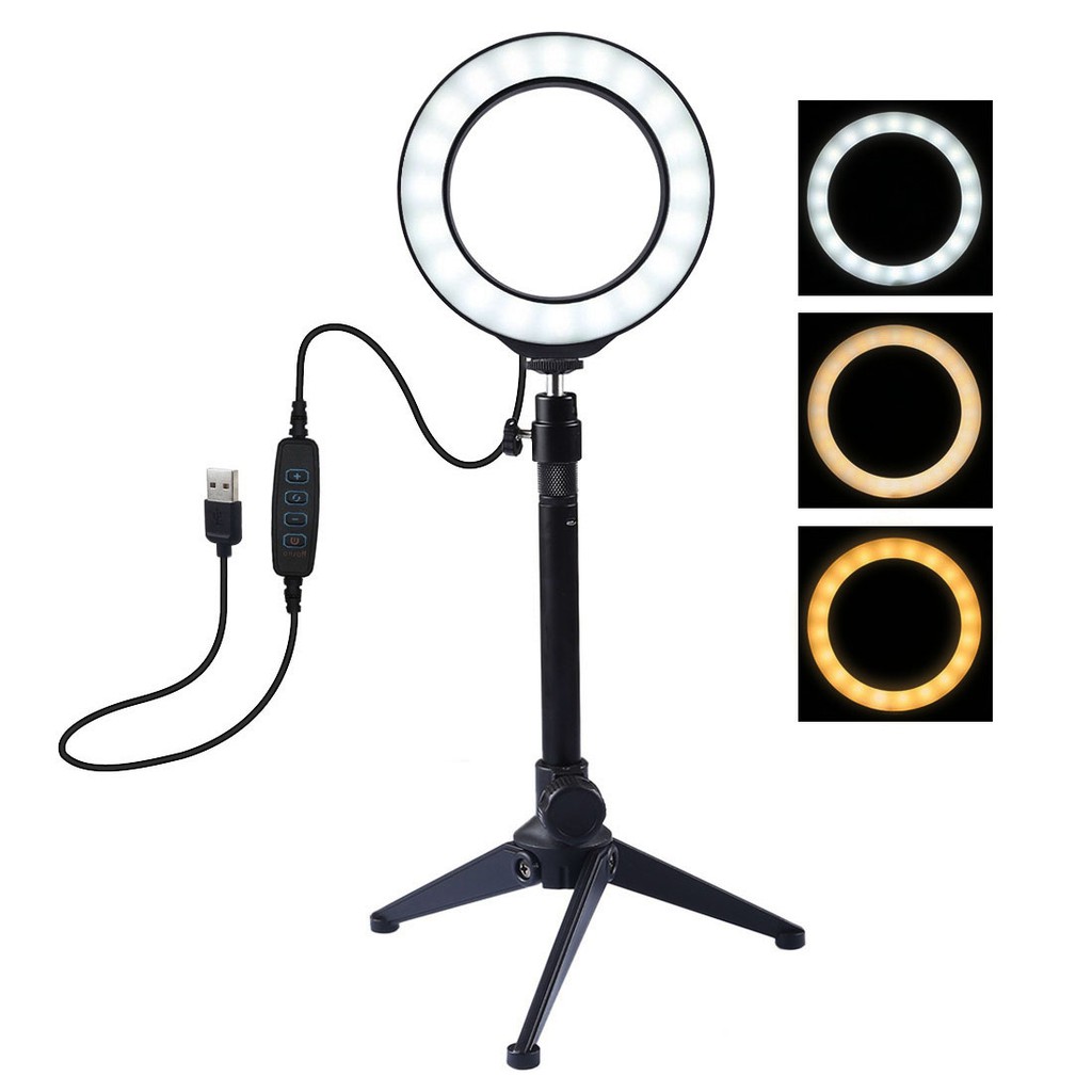 PULUZ 4.7Inch LED Ring Light Fill Light Desktop Tripod Stand Ball Head