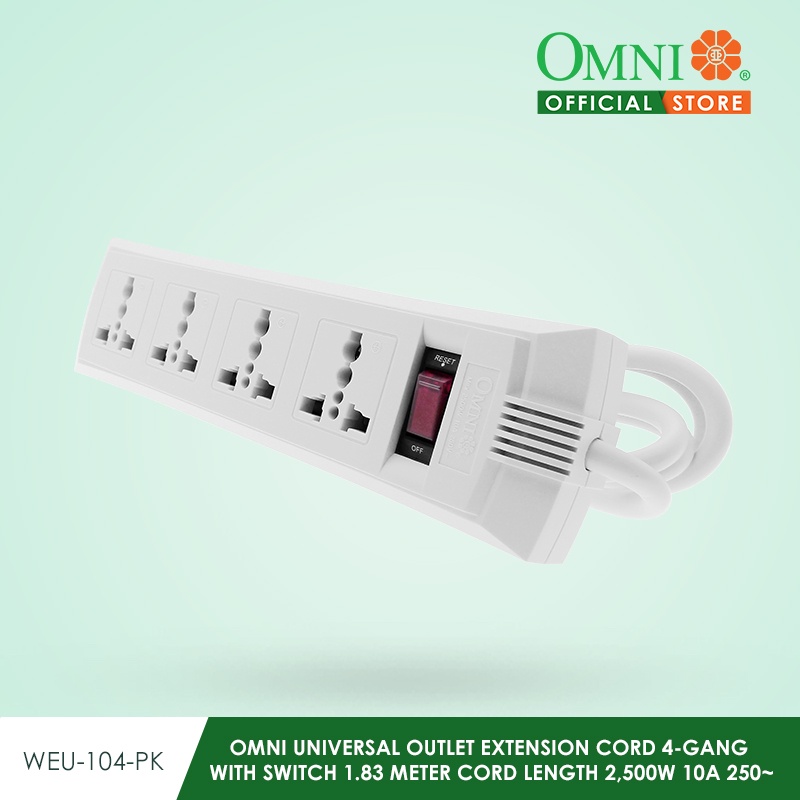 OMNI Universal Outlet Extension Cord 4Gang with Switch 1.83 Meter Cord